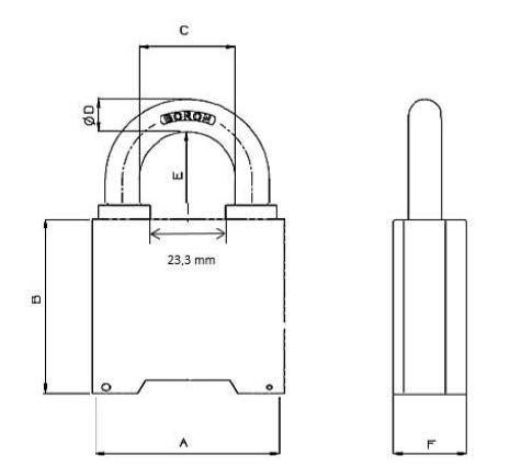 Medidas Cadeado -G55 235G